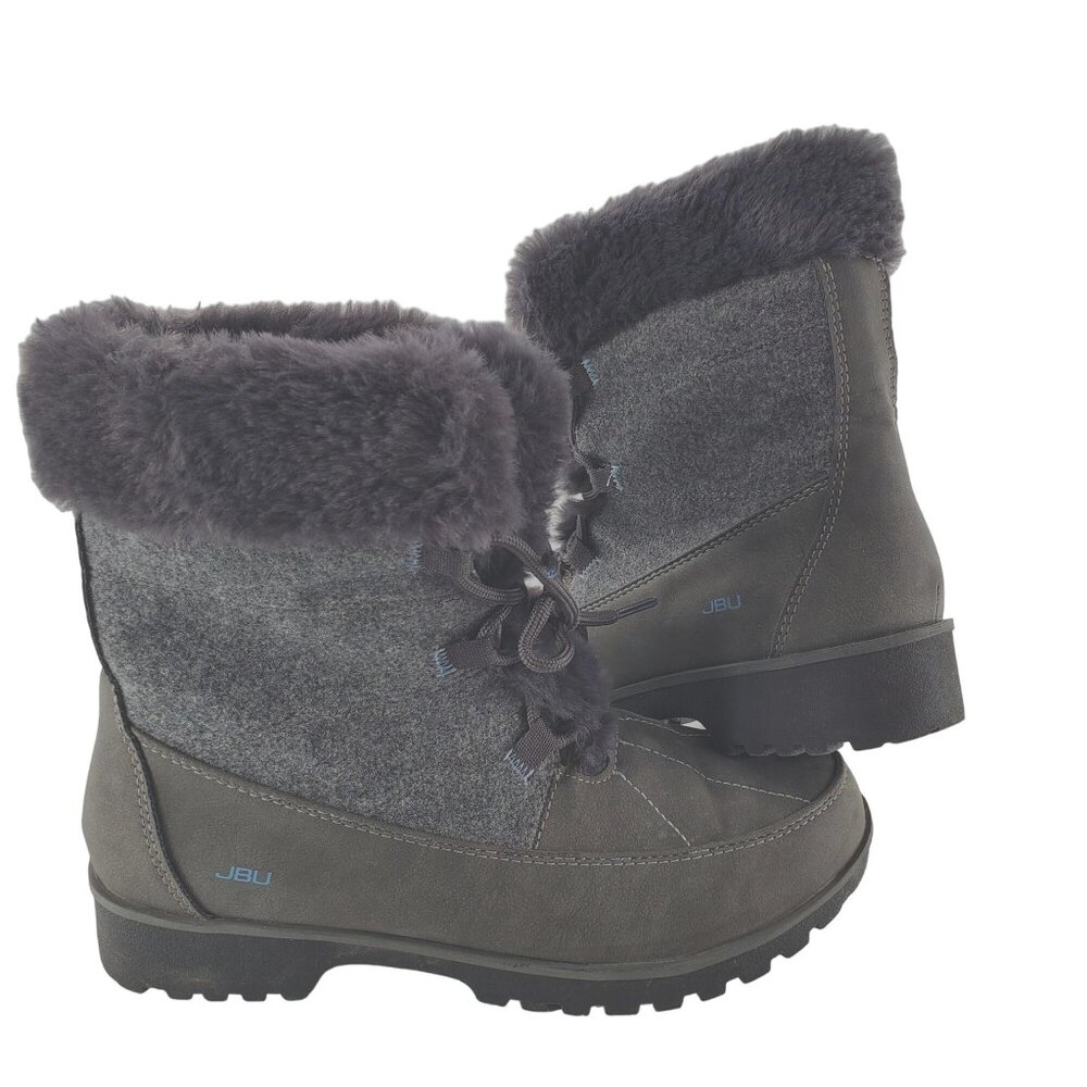 JBU Boots 8 Woman Faux Fur Weather Ready Outdoor Lug Lace-up Winter Snow Shoes